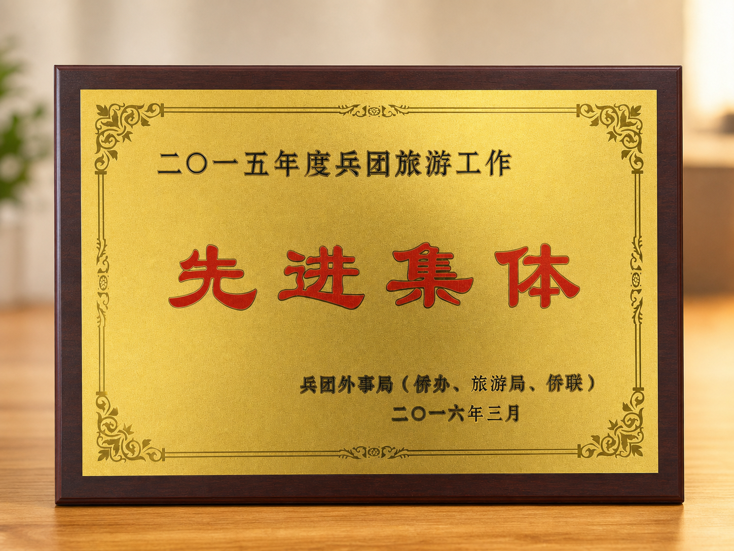 绿洲寰宇先进集体牌匾