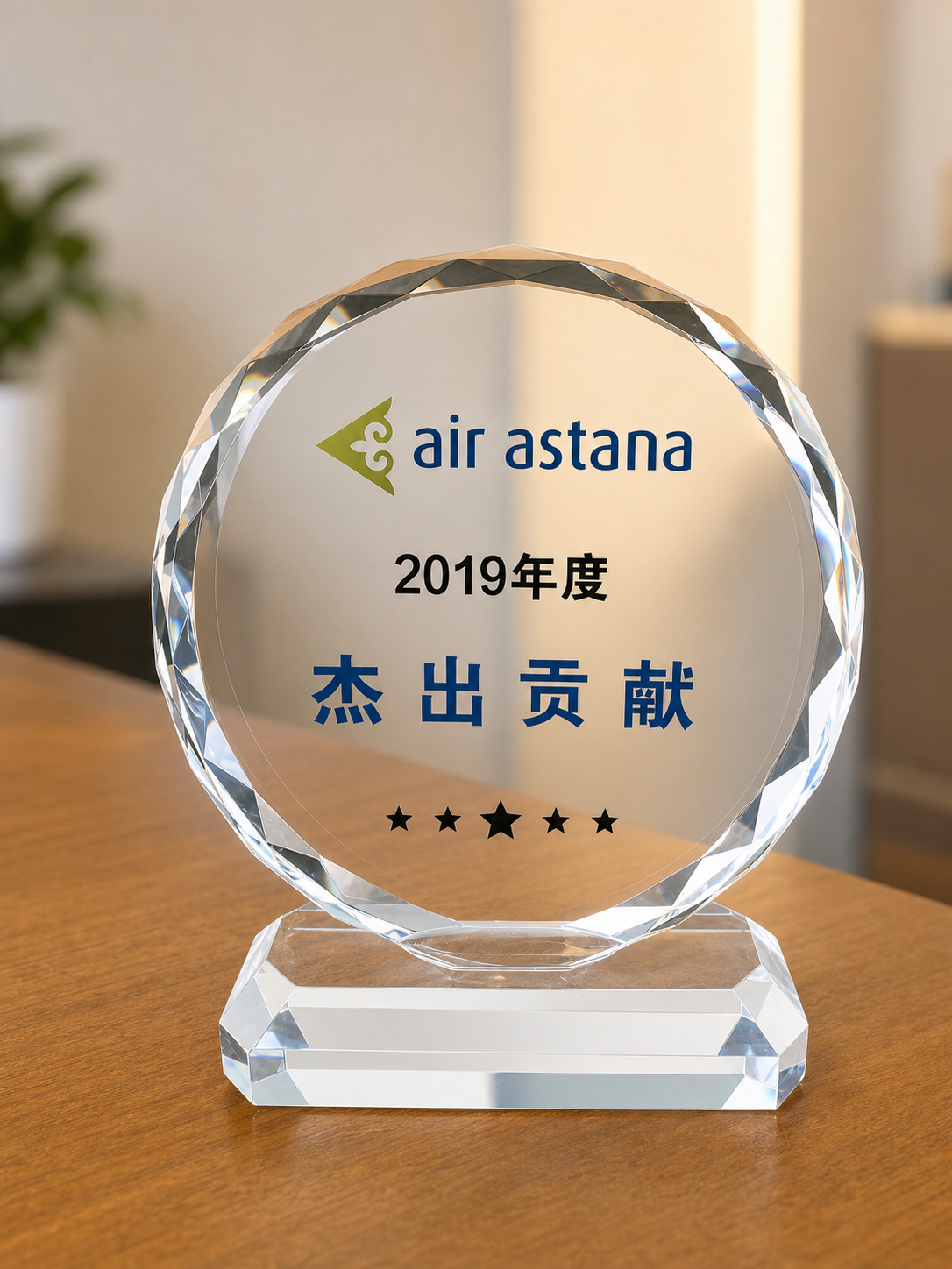 绿洲寰宇水晶奖牌照片